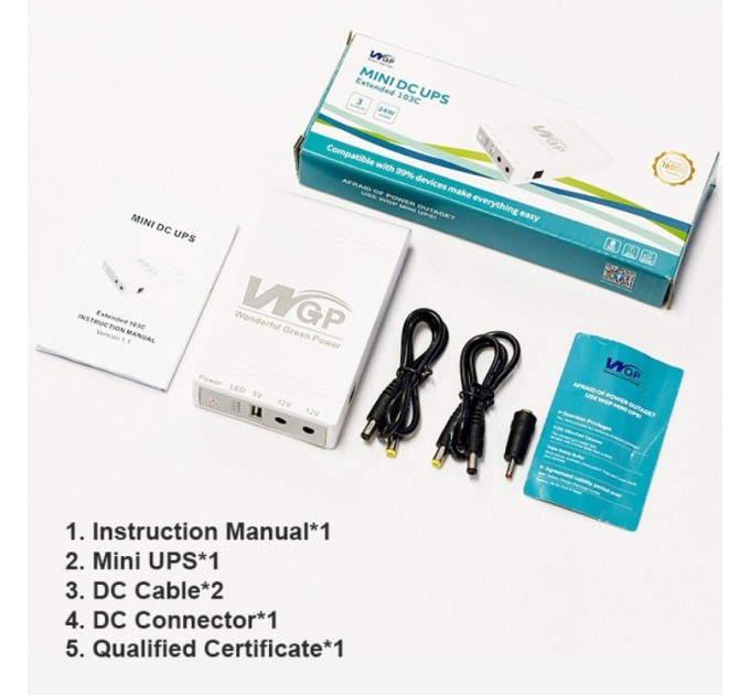 ИБП для роутера MINI UPS WGP103C (16000mAh, 5V, 12V) White