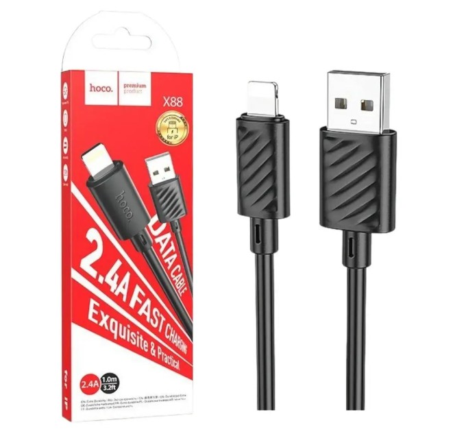 Hoco X-88 USB to Lightning (1м, черный)