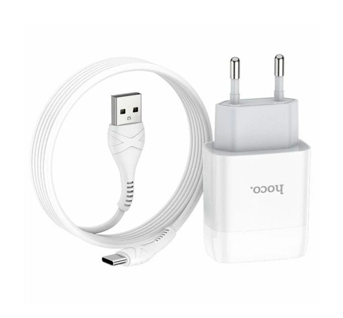 Зарядний пристрій Hoco C72A + кабель Type-C, 5V, 2.1A White