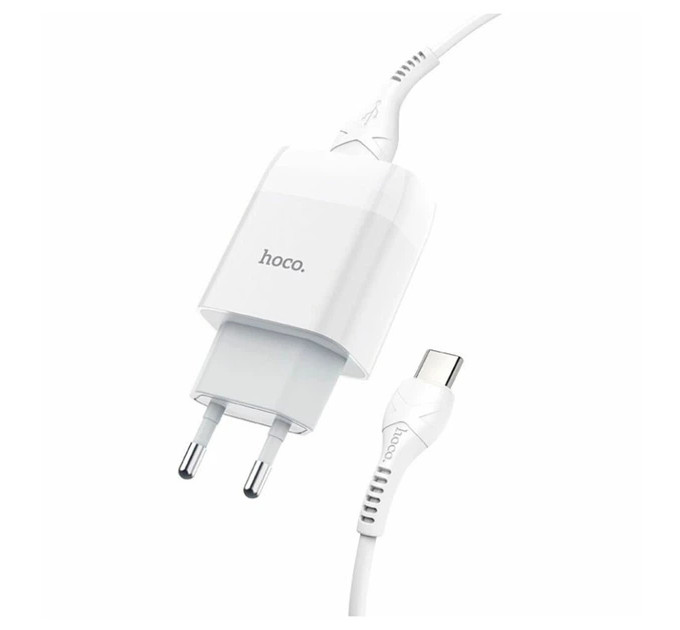 Зарядний пристрій Hoco C72A + кабель Type-C, 5V, 2.1A White