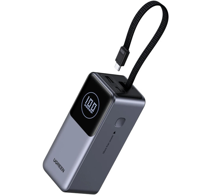 Power Bank Ugreen 20000mAh 130W PD/QC, USB-A, USB-С In/Out with built-in USB-C cable (PB723) Gray