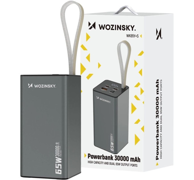 Power Bank Wozinsky 30000mAh K65+ 65W PD,QC USB-A,2xUSB-C Gray