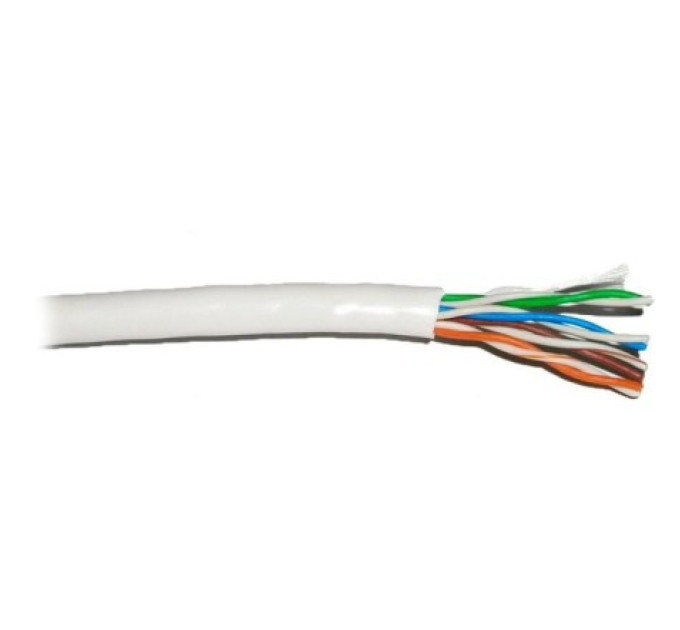 Кабель вита пара UTP CAT5e 4P 0,5 мм CCA PVC White, внутрішній, Solid, біметал (1м)