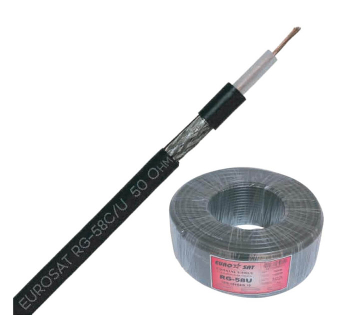 Кабель коаксіальний Eurosat RG-58U black (1м)