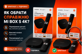 Як відрізнити оригінал від підробки: Смарт приставка Xiaomi Mi Box S 4K 2Gb/32Gb (3rd Gen) (MDZ-32-AA)?
