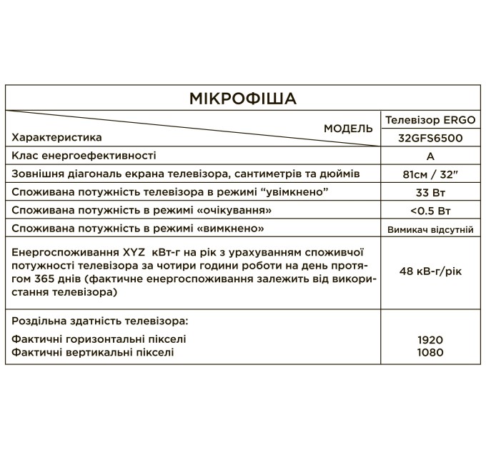 LED-телевізор ERGO 32GFS6500 (6815373)