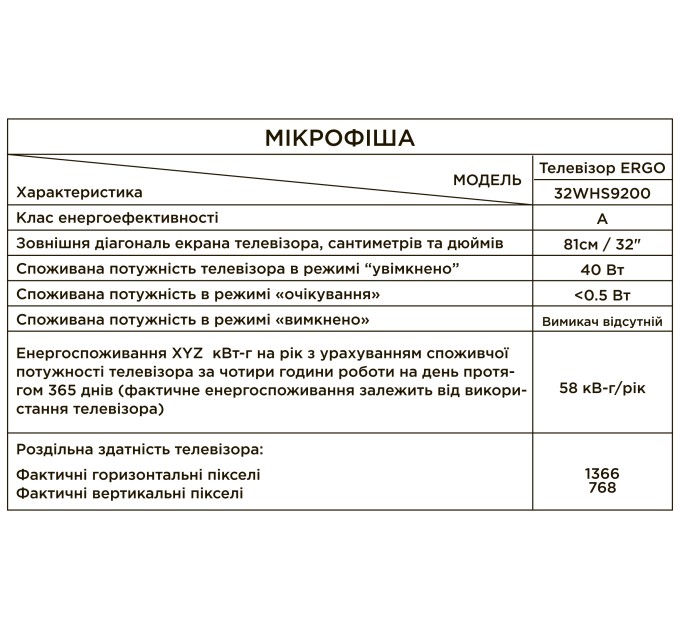 LED-телевізор ERGO 32WHS9200 (6861504)
