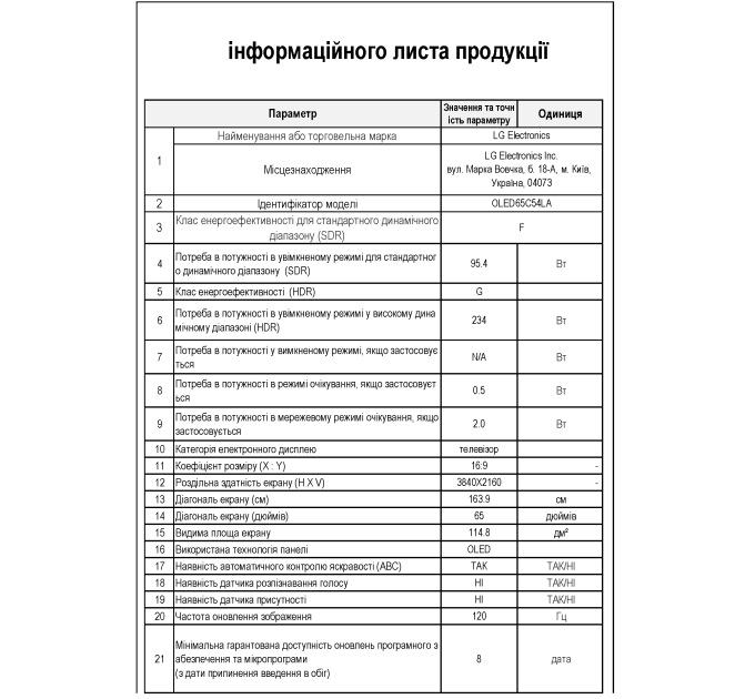 LED-телевізор LG OLED65C54LA  (7120126)