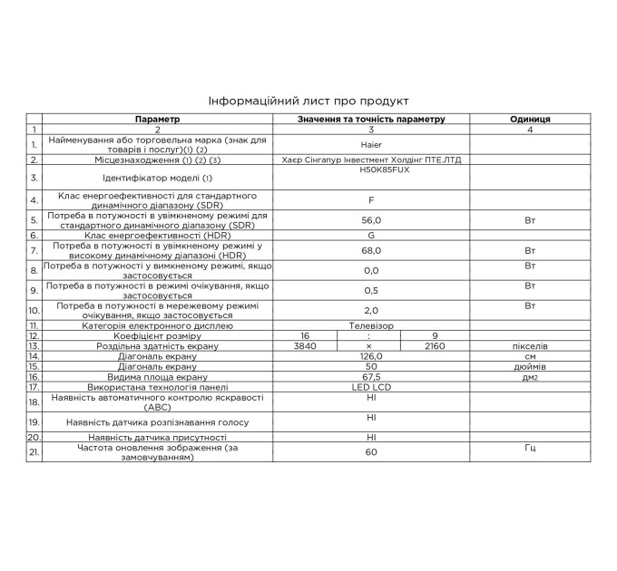 LED-телевізор Haier H50K85FUX  (7133339)