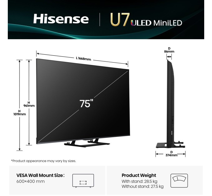 LED-телевізор Hisense 75U7Q  (7134207)
