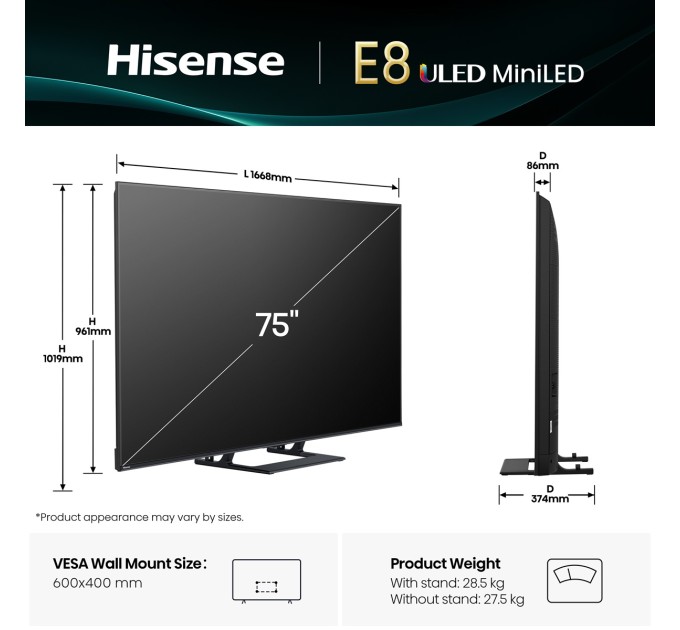 LED-телевізор Hisense 75E8Q  (7134213) LED-телевізор Hisense 75E8Q  (7134213)