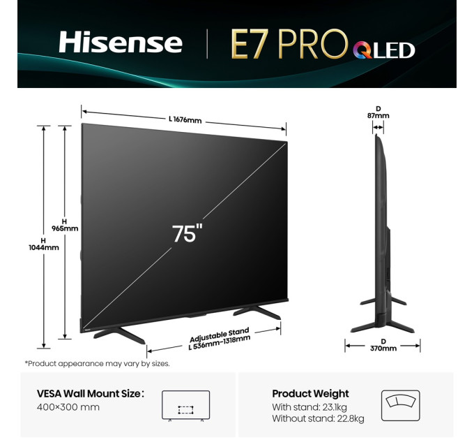 LED-телевізор Hisense 75E7Q PRO  (7134220)