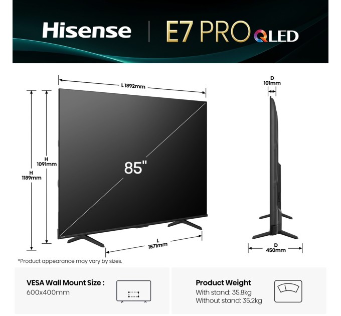 LED-телевізор Hisense 85E7Q PRO  (7134221) LED-телевізор Hisense 85E7Q PRO  (7134221)