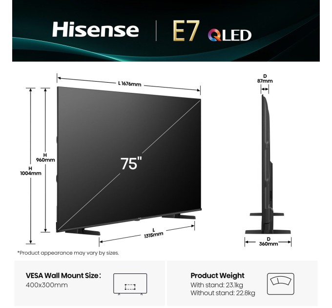 LED-телевізор Hisense 75E7Q  (7134228)
