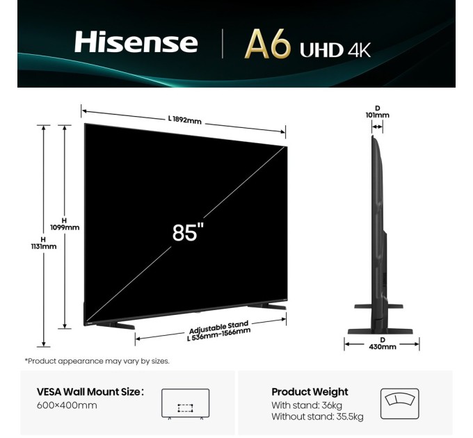 LED-телевізор Hisense 85A6Q  (7134237)