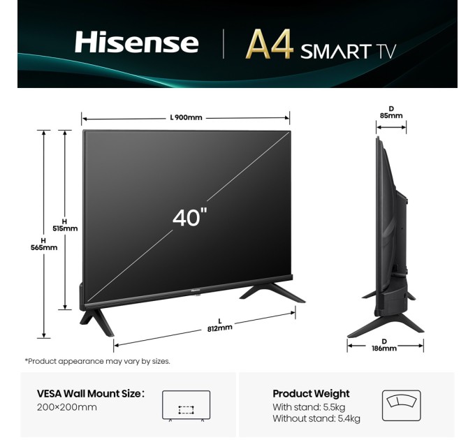 LED-телевізор Hisense 40A4Q  (7134240)