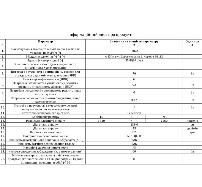 Телевізор ERGO 55MQ90 Ultra (7223330)