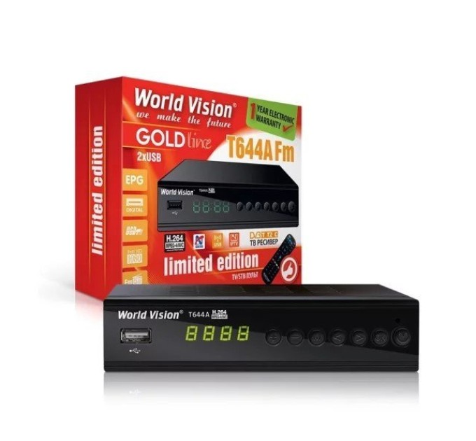 Комплект T2 Ресивер World Vision T644A, Внешняя антенна Eurosky ES-003, Кабель 10 метров, штекеры