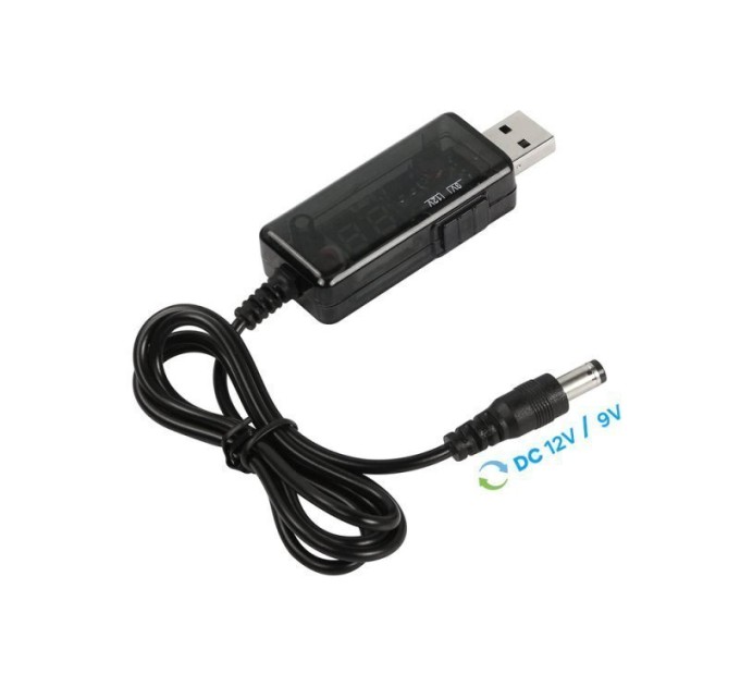 Кабель питания от Power Bank USB 5V - DC 9V/12V для Wi-Fi роутера, повышающий с переключателем напряжения (5.5 х 2.1)