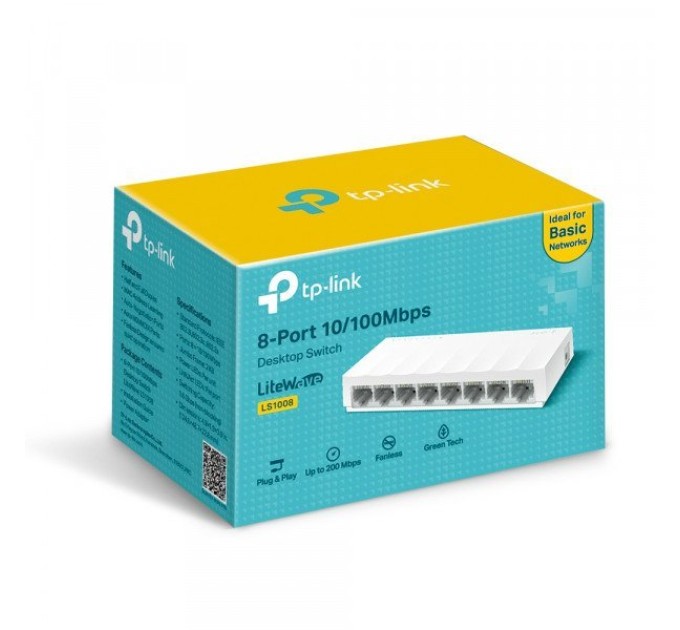 Настольный коммутатор TP-Link LiteWave с 8 портами 100 Мбит/с (LS1008) 