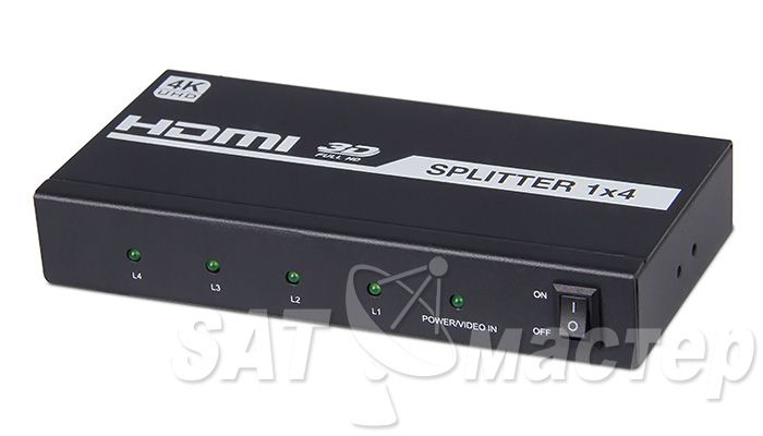 satmaster HDMI Spliter 1 вход - 4 выхода ST-0104A-4K